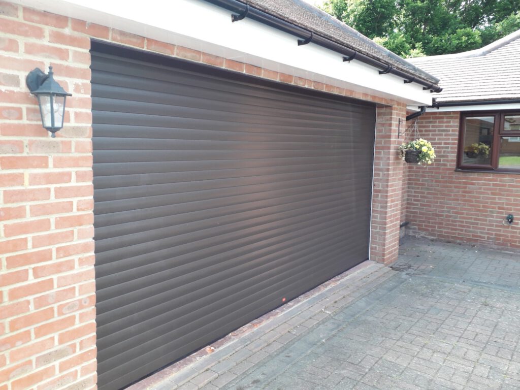 large brown roller garage door